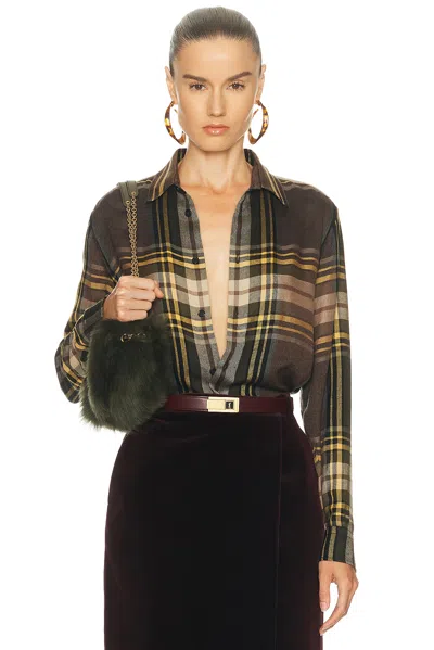 Saint Laurent Long Sleeve Shirt In Brown