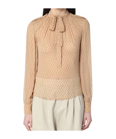 Saint Laurent Long Sleeve Shirt In Beige