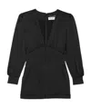 Saint Laurent Long-sleeve Silk Playsuit In Black