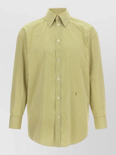 Saint Laurent Long Sleeve Striped Shirt Buttoned Cuffs In Yellow