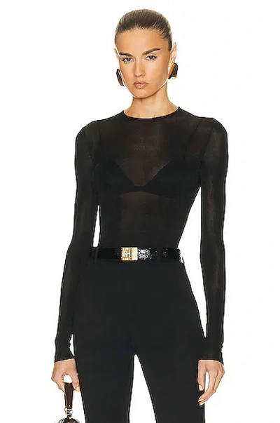 Saint Laurent Fine Viscose Crop Top In Noir