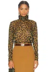 Saint Laurent Long Sleeve Top In Animal Print