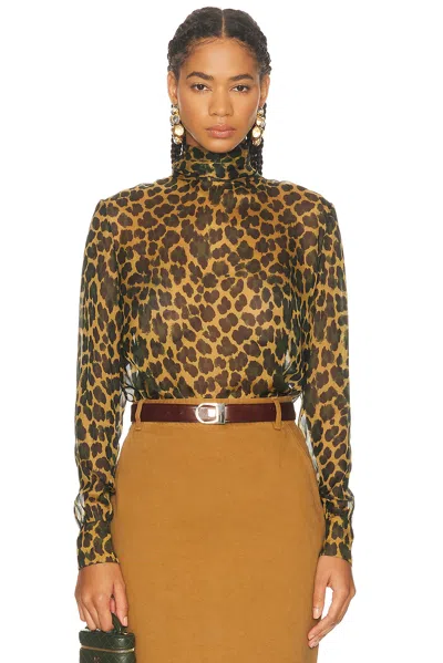Saint Laurent Long Sleeve Top In Animal Print