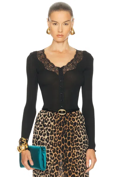 Saint Laurent Long Sleeve Top In Black