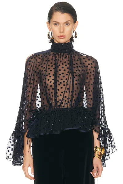 Saint Laurent Long Sleeve Top In Blue