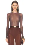 Saint Laurent Long Sleeve Top In Brown