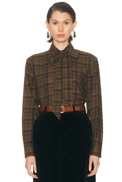 Saint Laurent Long Sleeve Top In Brown