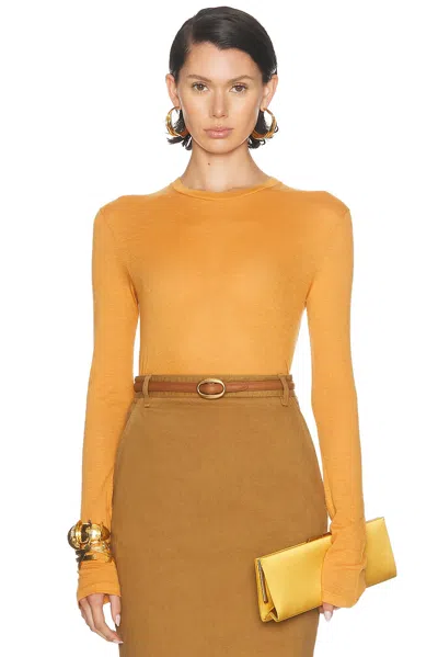 Saint Laurent Long Sleeve Top In Yellow