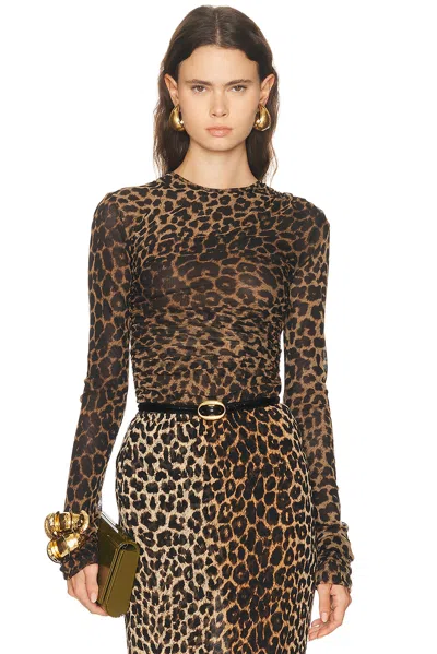 Saint Laurent Long Sleeve Top In Brown