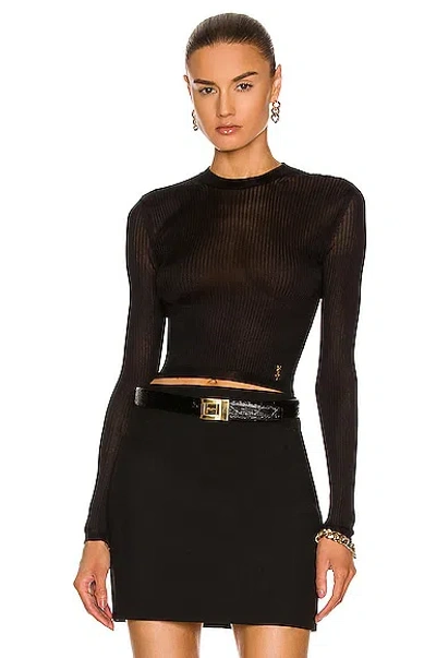 Saint Laurent Long Sleeve Top In Noir