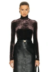 Saint Laurent Long Sleeve Turtleneck Top In Chocolate