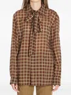 Saint Laurent Long-sleeve Wool Tie-neck Shirt In Multi