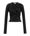 Saint Laurent Silk Ruffled Blouse In Black
