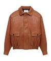 Saint Laurent Long-sleeved Bomber Jacket In Brown