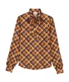 Saint Laurent Long-sleeved Button Blouse In Brown