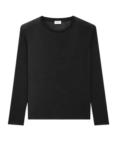 Saint Laurent Long-sleeved Cashmere Sweater In Black
