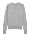 Saint Laurent Grey Crewneck Sweater With Cassandre In Cashmere Man In Gray