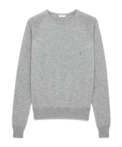 SAINT LAURENT SAINT LAURENT LOGO EMBROIDERED CREWNECK SWEATSHIRT