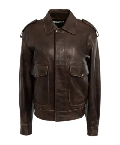 Saint Laurent Long-sleeved Casual Jacket In Black