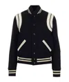 Saint Laurent Teddy Leather-trimmed Recycled Wool-blend Bomber Jacket In Black