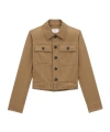 Saint Laurent Dark Beige Cropped Jacket With Belt Women In Brown