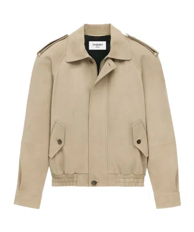 SAINT LAURENT SAINT LAURENT BUTTON DETAILED BOMBER JACKET