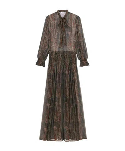 Saint Laurent Long-sleeved Dress In Black
