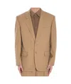 Saint Laurent Paris Men Wool Gabardine Single-breasted Jacket In Nude