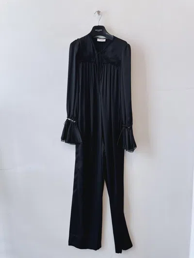 Saint Laurent Long-sleeved Jumpsuit In Black