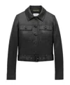 Saint Laurent Leather Cropped Jacket In Black