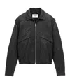 Saint Laurent Long-sleeved Leather Jacket In Black