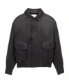 Saint Laurent Long-sleeved Leather Jacket In Black