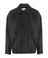 Saint Laurent Long-sleeved Leather Jacket In Black