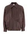 Saint Laurent Long-sleeved Leather Jacket In Black