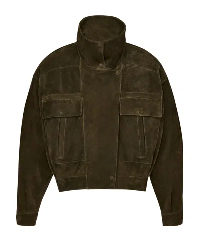 Saint Laurent Long-sleeved Leather Jacket In Green