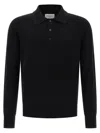 Saint Laurent Wool Polo Shirt Cuffs Ribbed In Blue