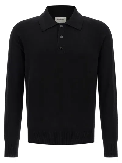 SAINT LAURENT WOOL BUTTONED POLO SHIRT