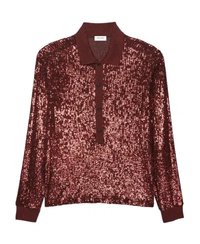 Saint Laurent Long-sleeved Polo Shirt With Sequins