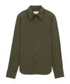 Saint Laurent Linen And Cotton "cassandre" Shirt In Brown