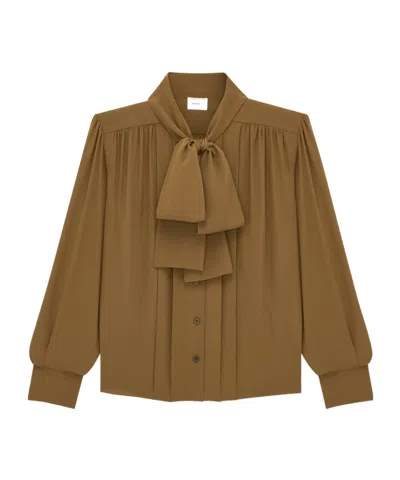 Saint Laurent Long-sleeved Shirt In Brown