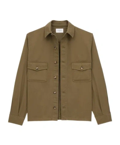 Saint Laurent Oversize Organic Cotton Shirt In Green