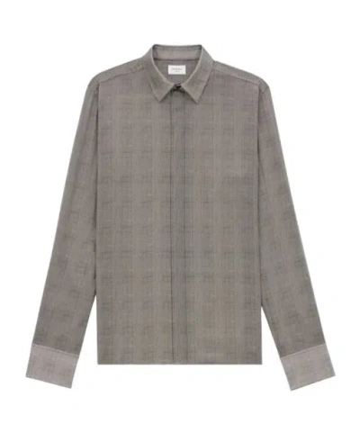 Saint Laurent Long-sleeved Shirt In Gray