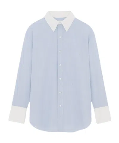 Saint Laurent Winchester Boyfriend Shirt In Cotton In Blue