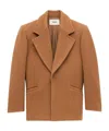 Saint Laurent Wool Coat In Brown