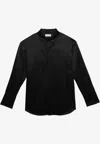 Saint Laurent Long-sleeved Silk Shirt In Black