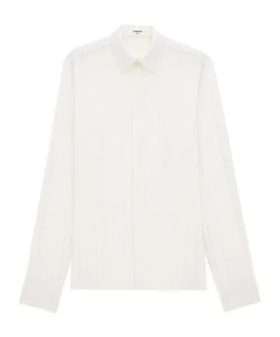 Saint Laurent Long-sleeved Striped Shirt In White