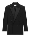 Saint Laurent Black Double-breasted Jacket With Peak Revers And Double Vent On The Rear In Wool Woman In Black