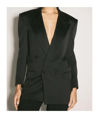 Saint Laurent Long-sleeved Suit Coat In Black