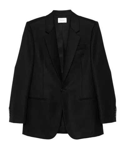 Saint Laurent Long-sleeved Suit Coat In Black