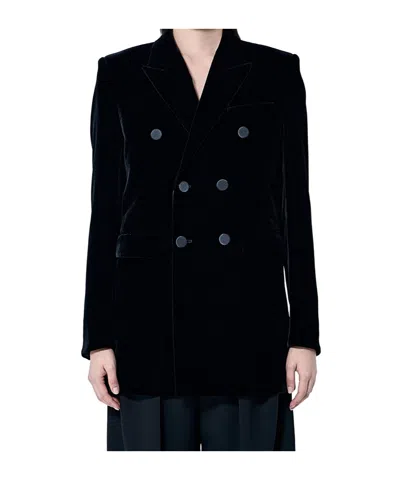 Saint Laurent Long-sleeved Suit Jacket In Black